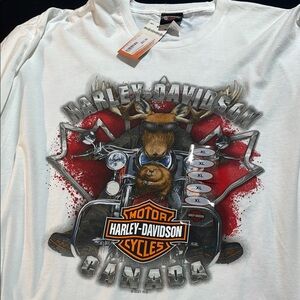 Harley-Davidson White Long Sleeve Tee, Rocky’s H-D London Ontario Canada NWT